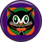 Mid Century Image Halloween Cat, Retro 1 Inch Pinback Button Badge Pin - RH 01
