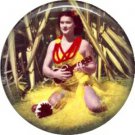Ukulele Girl in Hawaii, One Inch Vintage Image on Ephemera Lapel Pin Button Badge - 0908