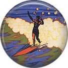 Surfer on Surf Board, One Inch Vintage Image on Ephemera Lapel Pin Button Badge - 0909
