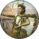 Early 20th Century Hula Dancer, One Inch Vintage Image on Ephemera Lapel Pin Button Badge - 0913