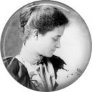 Vintage Hawaiian Portrait of Lady, One Inch Vintage Image on Ephemera Lapel Pin Button Badge - 0916