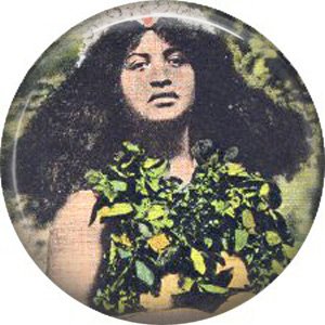 Hula Dancer, One Inch Vintage Hawaiian Image on Ephemera Lapel Pin Button Badge - 0921