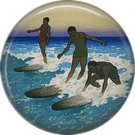 Surfers, One Inch Vintage Hawaiian Image on Ephemera Lapel Pin Button Badge - 0922