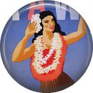 Hula Dancer, One Inch Vintage Hawaiian Travel Poster Image on Ephemera Lapel Pin Button Badge - 0924