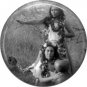 Hula Dancer and Girl with Pot, 1 Inch Vintage Image on Ephemera Lapel Pin Button Badge - 0925