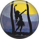 1940s Silhouette of Hula Dancer on One Inch Ephemera Lapel Pin Button Badge - 0932