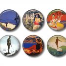 Set of 12 Vintage Hawaiian Images on 1 Inch Pinback Button Badge Pins - Set 4