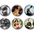 Set of 12 Vintage Hawaiian Images on 1 Inch Pinback Button Badge Pins - Set 5