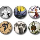 Set of 10 Vintage Hawaiian Images on 1 Inch Pinback Button Badge Pins - Set 6