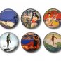 Set of 12 Vintage Hawaiian Images on 1 Inch Scrapbook Flair Medallions - Set 4