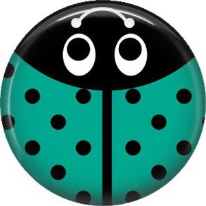 Turquoise Ladybug, 1 Inch Button Badge Pinback - 2522