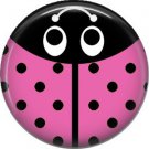 Pink Ladybug, 1 Inch Button Badge Pinback - 2520