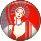 Art Deco Flapper on Red Background, 1 Inch / 25.4 mm Button Badge Pin Back - AD04