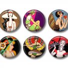 Set of 12 Art Deco Girls on 1 Inch Pinback Button Badge Pins - Set 2