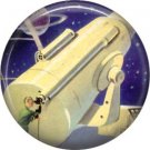 Mid Century View of Giant Telescope, Retro Future 1 Inch Button Badge Pin - 0629
