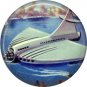 Mid Century View of Floating Airplane, Retro Future 1 Inch Button Badge Pin - 0631