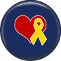 Yellow Ribbon with Heart, Support Our Troops 1 Inch Button Badge Pin - 5009