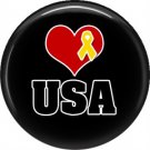 Heart and Yellow Support Our Troops USA, 1 Inch Button Badge Pin - 5017