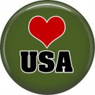 USA Heart Support Our Troops 1 Inch Pinback Button Badge Pin - 5033