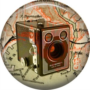 Brownie Camera, 1 Inch Button Badge Pin of Vintage Image - 0227