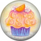 Orange Cupcake, 1 Inch Button Badge Pin - 0313