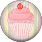 Pink Cupcake, 1 Inch Button Badge Pin - 0307
