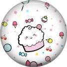 Cupcake with Candy, 1 Inch Button Badge Pin - 0306