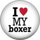 I Love My Boxer, Dog is Love 1 Inch Pinback Button Badge Pin - 6135