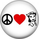 Peace Love Nursing, 1 Inch Button Badge Pin of Occupation Nurse - 0263