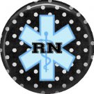 RN on Polka Dot Background, 1 Inch Button Badge Pin of Occupation Nurse - 0247