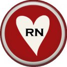 RN in White Heart, 1 Inch Button Badge Pin of Occupation Nurse - 0245