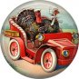 Turkeys in Automobile, 1 Inch Pinback Button Badge Pin of Vintage Thanksgiving Image - 0327