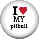 I Love My Pitbull, Dog is Love 1 Inch Pinback Button Badge Pin - 6151