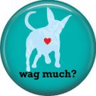 Wag Much? on Turquoise, Dog is Love 1 Inch Pinback Button Badge Pin - 6152