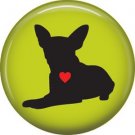 Dog with Heart, Dog is Love 1 Inch Pinback Button Badge Pin - 6157