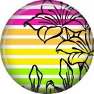 Lily on Striped Background, 1 Inch Button Badge Pin Punk Princess - 0333