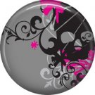 Black Skull on Gray Background, 1 Inch Punk Princess Button Badge Pin - 0337