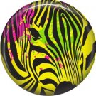 Pink and Yellow Zebra Head, 1 Inch Punk Princess Button Badge Pin - 0343