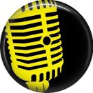 Vintage Microphone in Yellow, 1 Inch Punk Princess Button Badge Pin - 0361