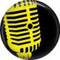 Vintage Microphone in Yellow, 1 Inch Punk Princess Button Badge Pin - 0361