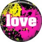 Love on Paint Splatered Background, 1 Inch Pinback Punk Princess Button Badge Pin - 0375