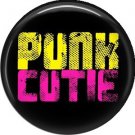 Punk Cutie on Black Background, 1 Inch Pinback Punk Princess Button Badge Pin - 0381