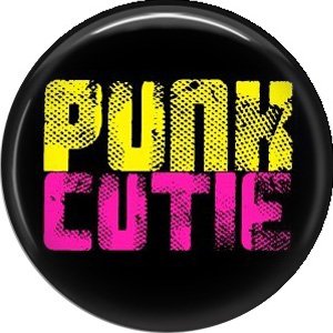 Punk Cutie on Black Background, 1 Inch Pinback Punk Princess Button Badge Pin - 0381
