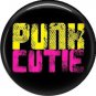 Punk Cutie on Black Background, 1 Inch Pinback Punk Princess Button Badge Pin - 0381