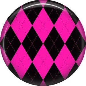 Hot Pink and Black Argyle Pattern, 1 Inch Pinback Punk Princess Button Badge Pin - 0386