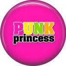 Punk Princess on Hot Pink Background, 1 Inch Pinback Button Badge Pin - 0394