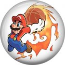 Mario Throwing Basketball on Fire, Video Games 1 Inch Pinback Button Badge Pin - 0763