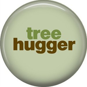 1 Inch Tree Hugger on Green Background, Ecology Button Badge Pin - 1336