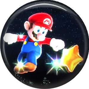 Mario with Star, Video Games 1 Inch Pinback Button Badge Pin - 0772