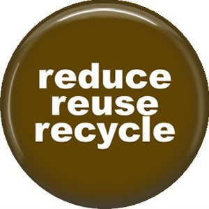 1 Inch Reduce Reuse Recycle on Brown Background, Ecology Button Badge Pin - 1343